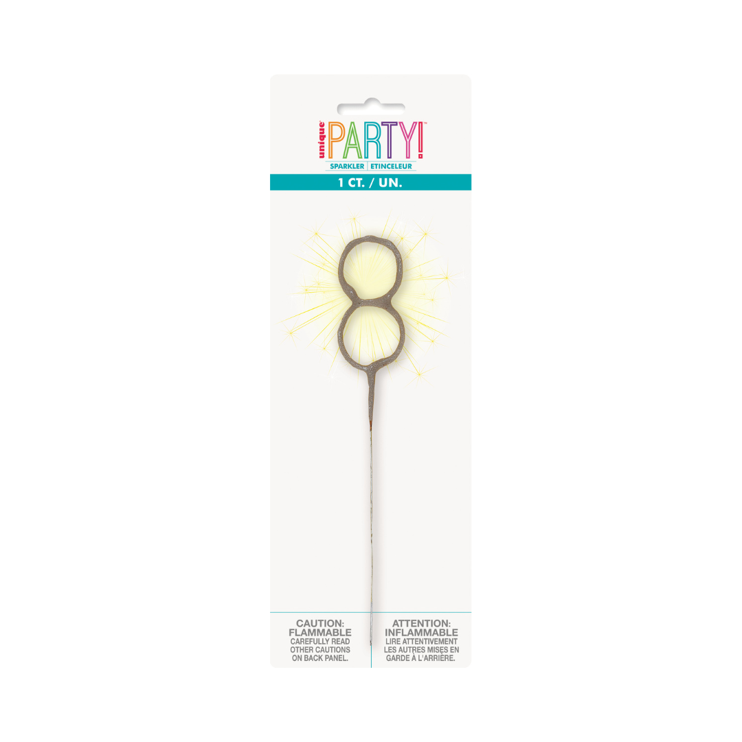 Feux de bengale pour gâteau - Chiffre 8 - 7" Unique