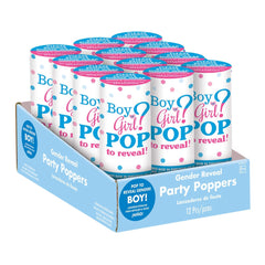Petit canons à confettis bleu pour garçons - 12/Pqt