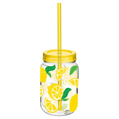 Verre masson avec paille - Citron été