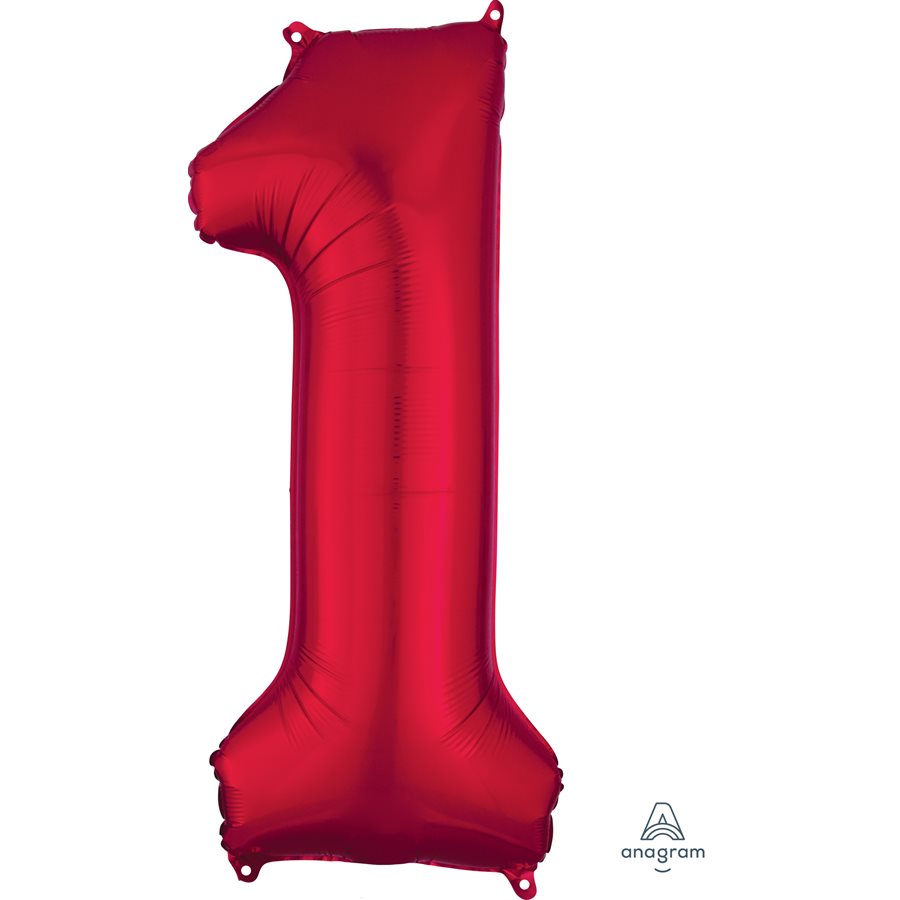 Mylar supershape - Chiffre 1 - Rouge - 34"