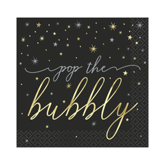 Serviettes à breuvage – Nouvel An Disco – “Pop the Bubbly” – 16/Pqt Unique