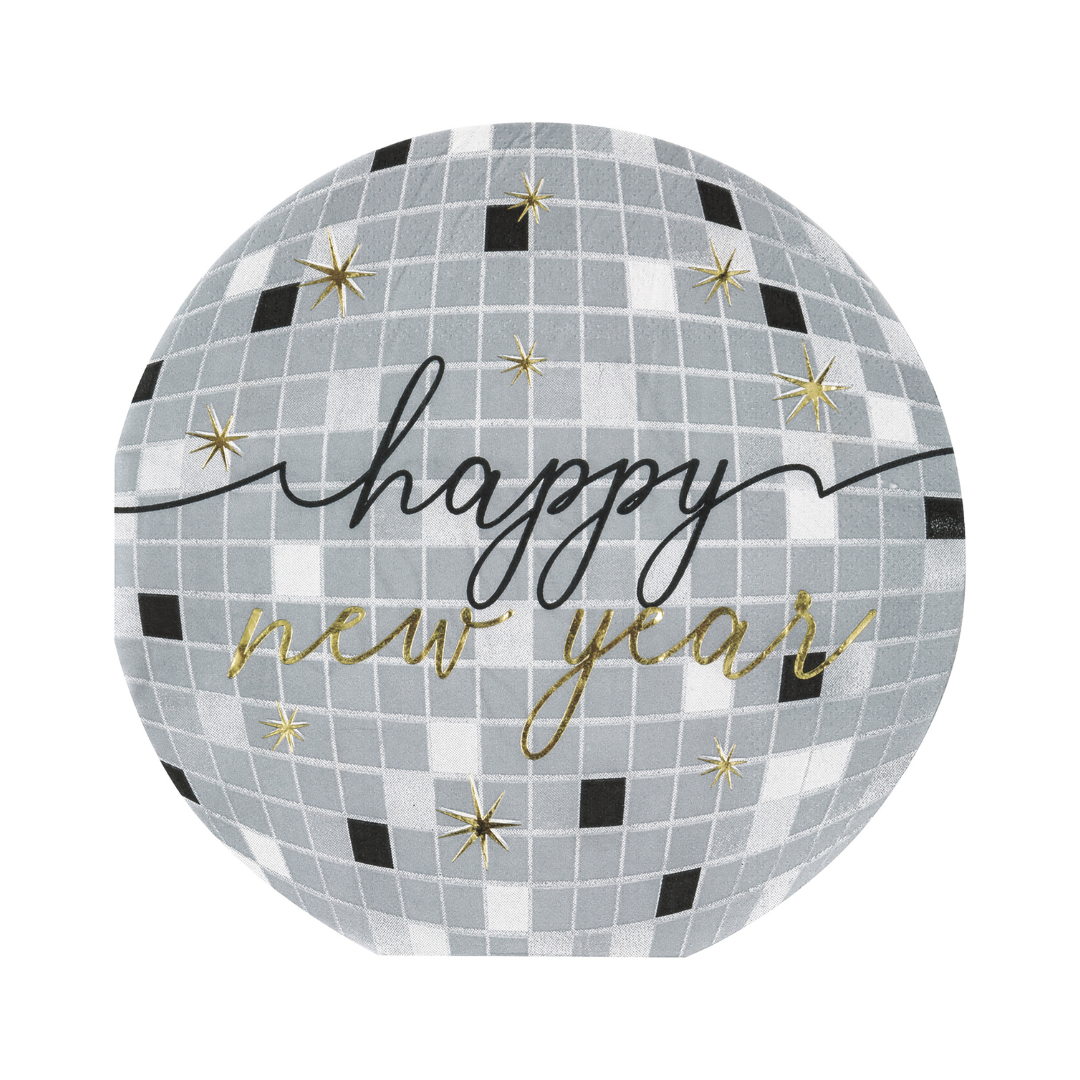 Serviettes à repas – Nouvel An Disco – “Joyeux Nouvel An” – 16/Pqt Unique