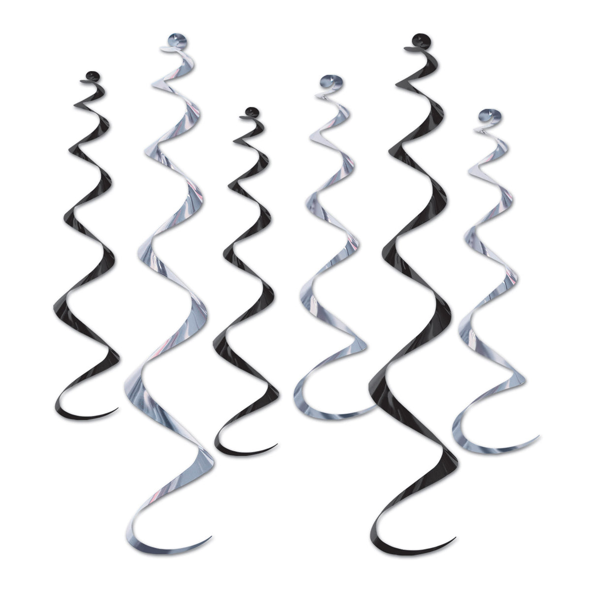 Décorations tourbillons suspendues - Noir et Argent - 6/Pqt
