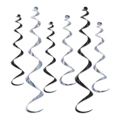 Décorations tourbillons suspendues - Noir et Argent - 6/Pqt