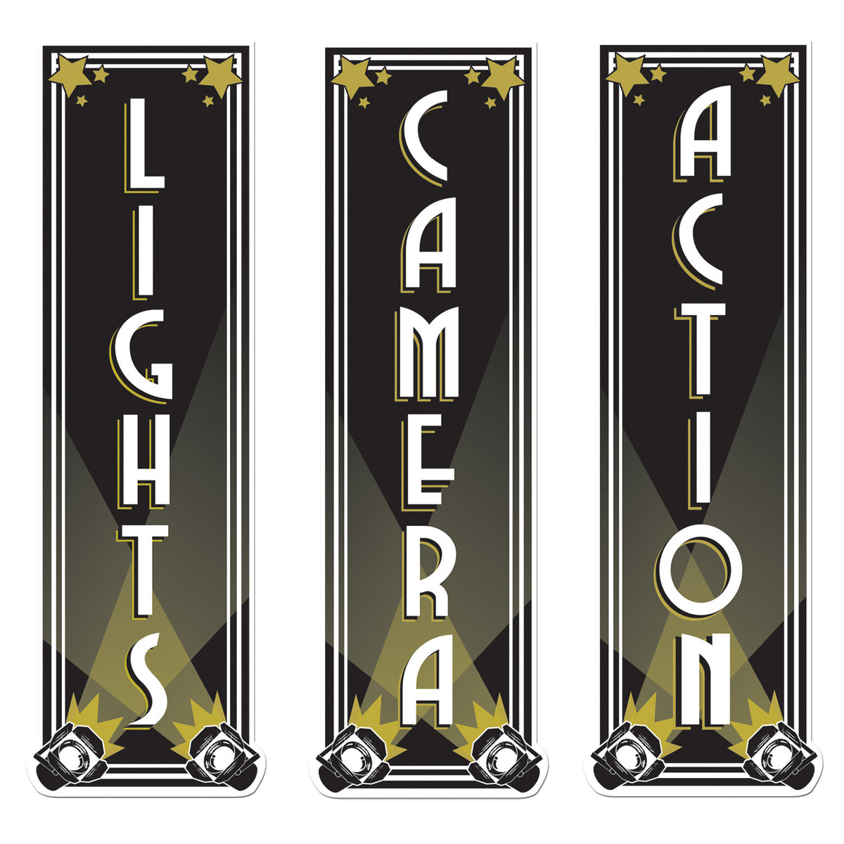 Décorations pour mur - LIGHTS - CAMERA - ACTION - 3/Pqt