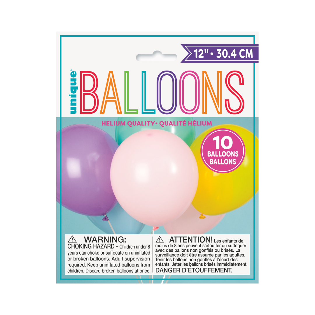 Ballons en Latex Pastel Assortis - 12" - 10/Pqt Unique