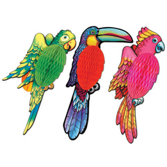 Oiseaux exotiques en papier de soie - Assortis - 17"