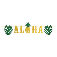 Bannière Aloha pailletée or - 16" x 6'