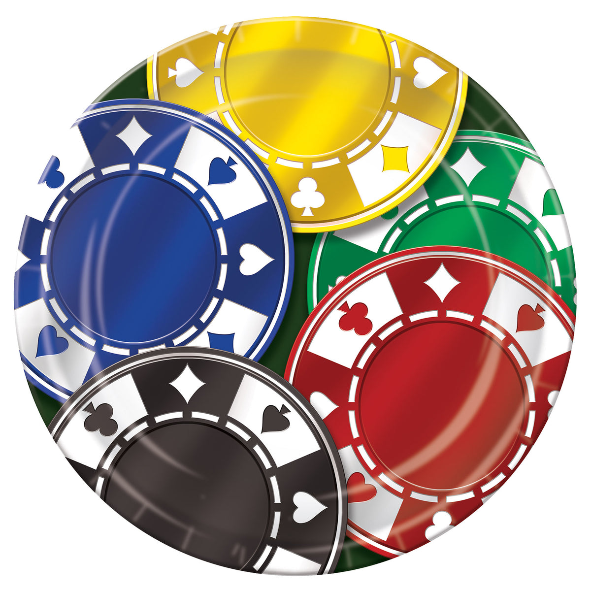 Assiettes à Repas - Jetons de poker - 9" – 8/Pqt