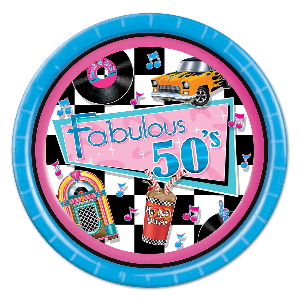 Assiettes à Repas - Fabuleuses année 50 - 9" - 8/Pqt