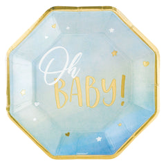 Assiettes à Repas - Oh Baby - Bleu - 10.5" - 8/Pqt