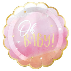 Assiettes à Repas - Oh Baby - Rose - 10.5" - 8/Pqt