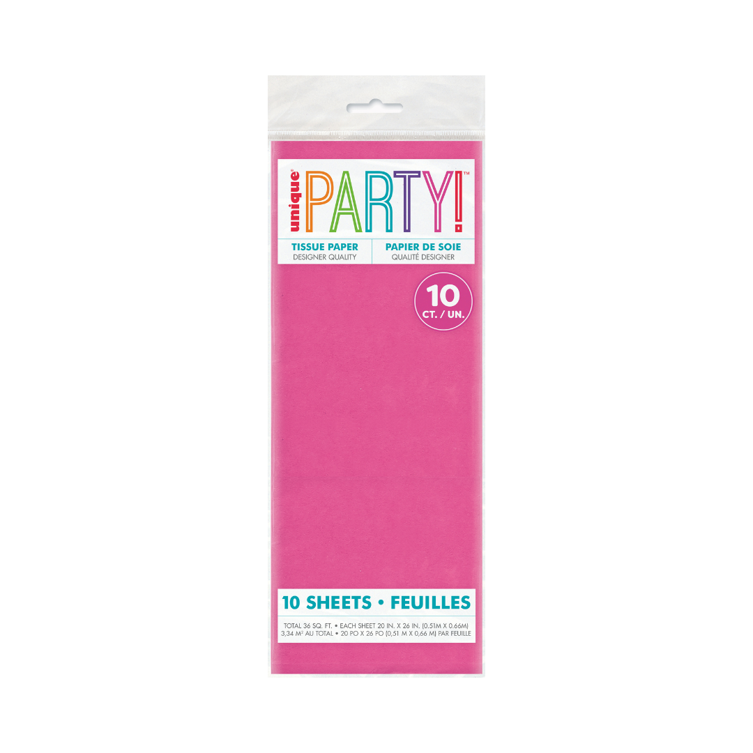 Feuilles de Papier de Soie Rose Fuchsia - 10/Pqt Unique