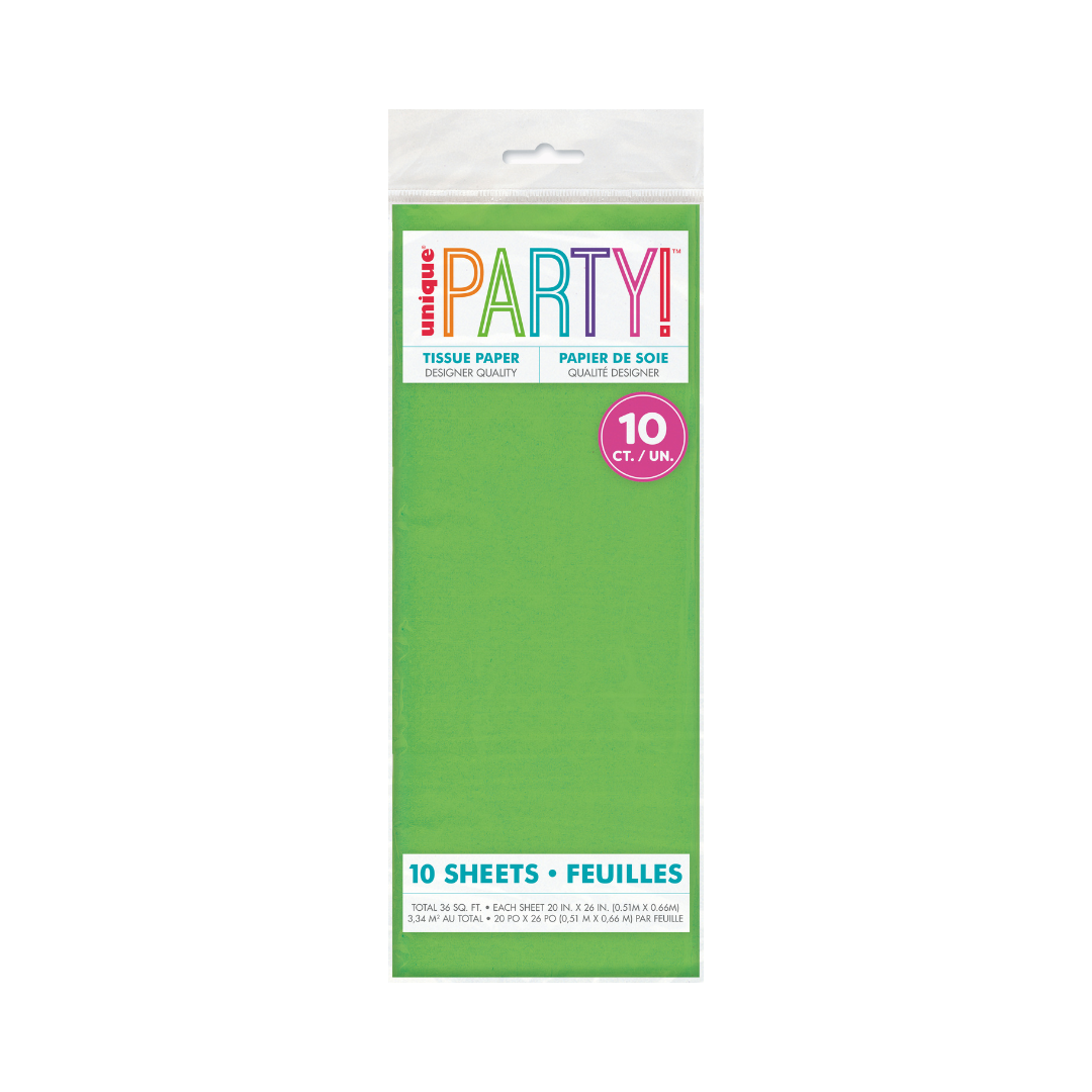 Feuilles de Papier de Soie Vert Lime - 10/Pqt Unique