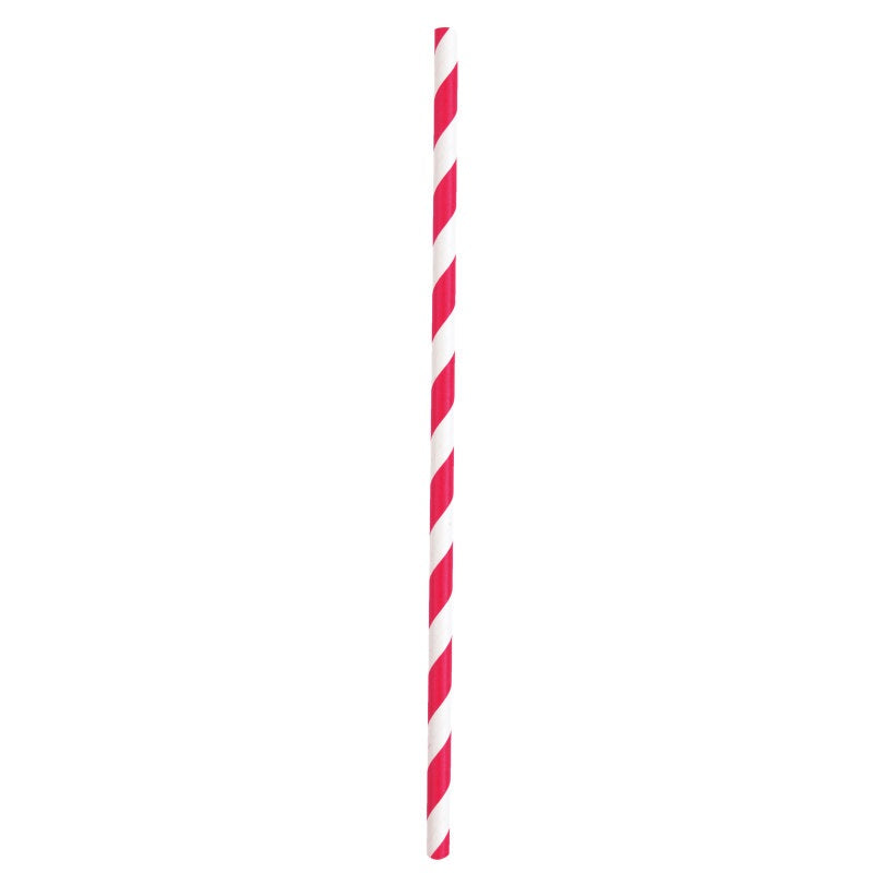Pailles en papier rayées - Rouge - 10/Pqt