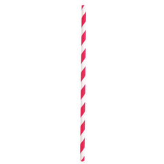 Pailles en papier rayées - Rouge - 10/Pqt