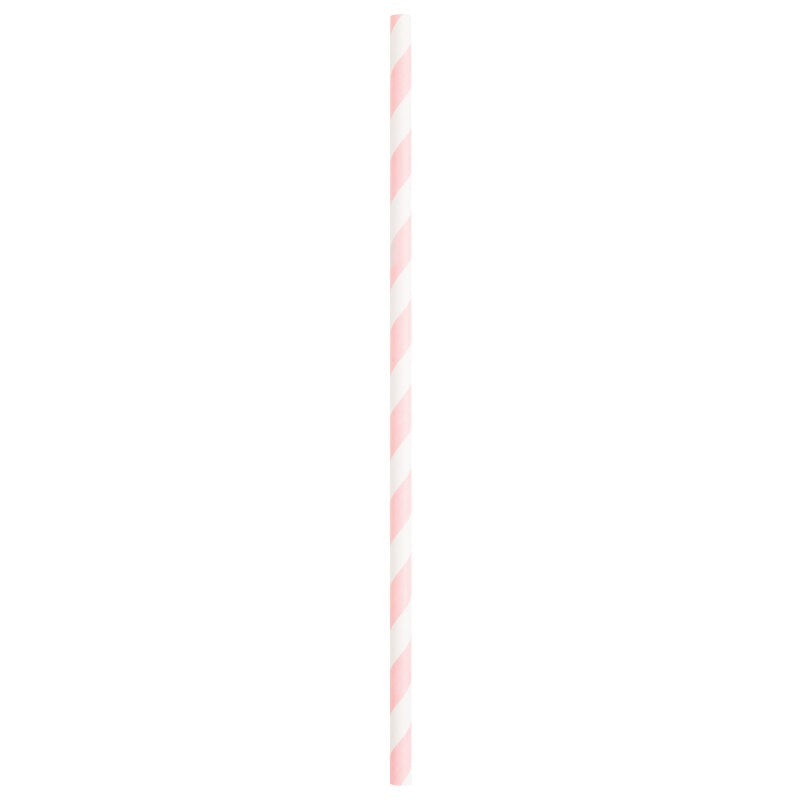 Pailles en papier rayées - Rose Tendre - 10/Pqt