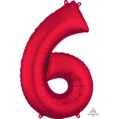 Mylar supershape - Chiffre 6 - Rouge - 34"
