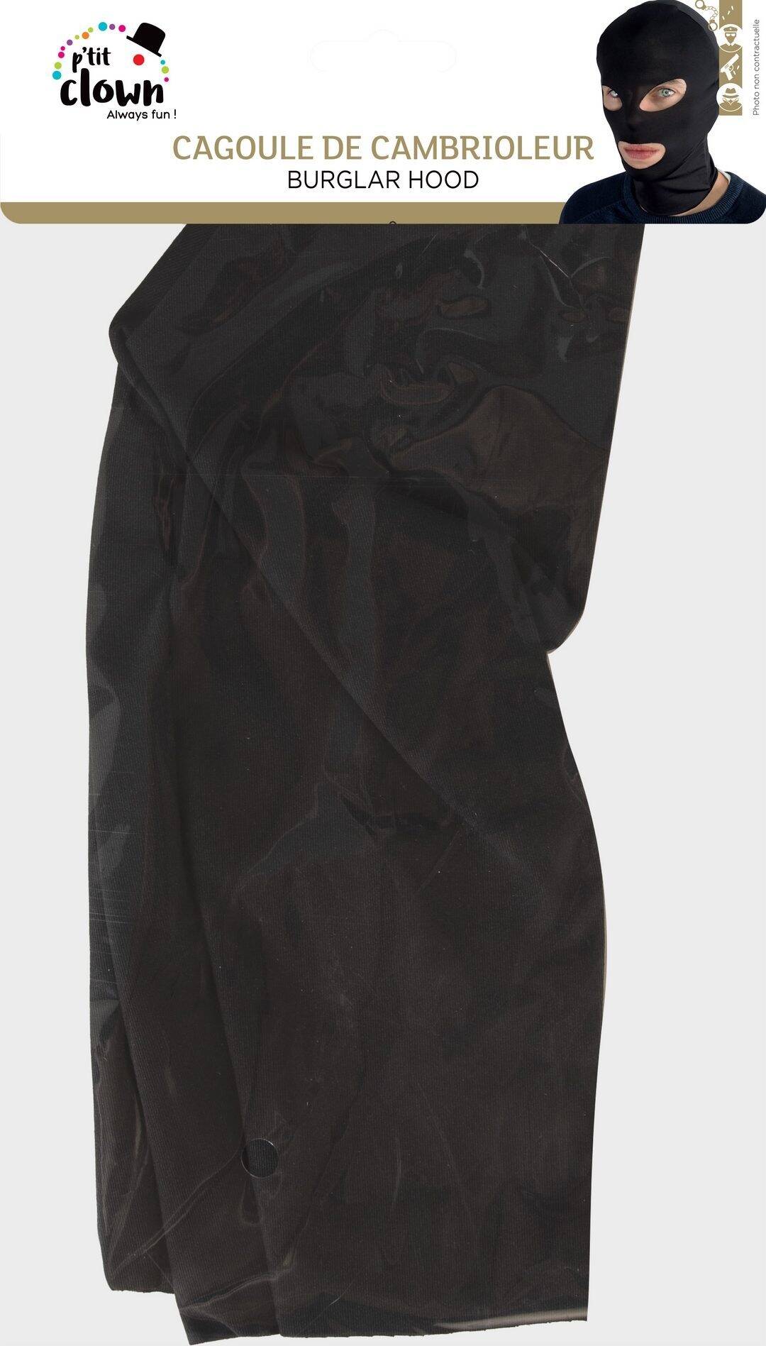 Cagoule cambrioleur - noir - adulte