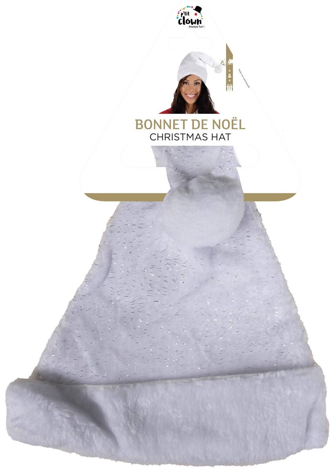 Bonnet de Noël - blanc argenté - adulte