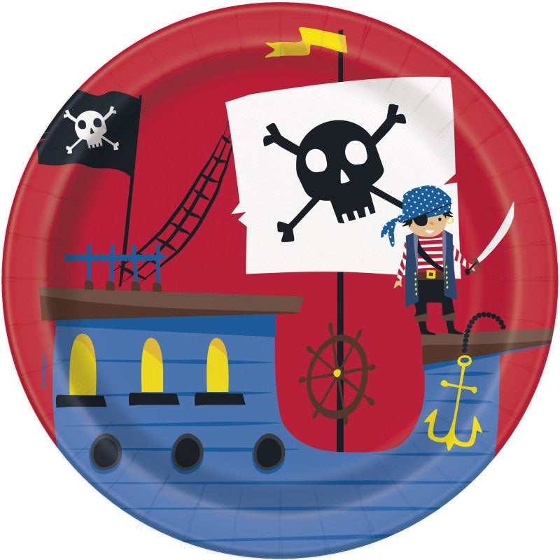 Assiettes à Dessert - Ahoy Pirate - 7" - 8/Pqt