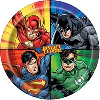 Assiettes à Repas - La Ligue Des Justiciers - 9" - 8/Pqt