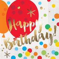 Serviettes de Table - Glitzy Or Anniversaire - 16/Pqt