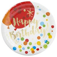 Assiettes à Repas - Glitzy Or Anniversaire - 9" - 8/Pqt