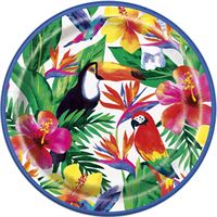 Assiettes à Repas - Palmier Tropical Luau - 9" - 8/Pqt