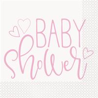 Serviettes de Table - Shower Bébé - Rose - 16/Pqt