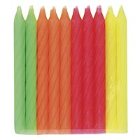 Bougies d’Anniversaire - Couleurs Néon Multicolores - 20/Pqt