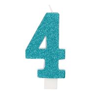Chandelle d’anniversaire - Chiffre 4 - Pailletée – Couleurs assorties