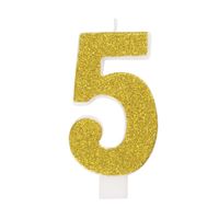 Chandelle d’anniversaire - Chiffre 5 - Pailletée – Couleurs assorties