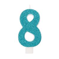 Chandelle d’anniversaire - Chiffre 8 - Pailletée – Couleurs assorties