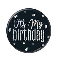 Badge - C’est mon anniversaire - GLITZ - Noir et Argent