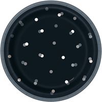 Assiettes à Dessert - GLITZ - Noir et Argent - 7" - 8/Pqt