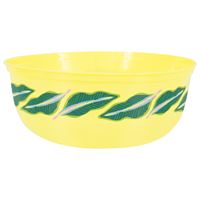 Bol en plastique jaune avec motifs de feuilles tropicales