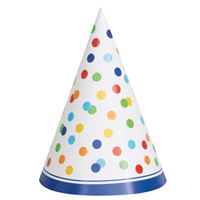 Chapeaux de fête - Pois arc-en-ciel – 8/Pqt