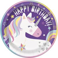 Assiettes à Repas - Licorne - 9" - 8/Pqt
