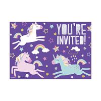Cartons d'invitations - Licorne - 8/Pqt