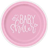 Assiettes à Dessert - Shower Bébé - Rose - 7" - 8/Pqt