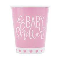 Verres en Papier - Shower Bébé - Rose -  9oz - 8/Pqt