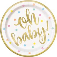Assiettes à Repas - Oh Baby - Or - 9" - 8/Pqt