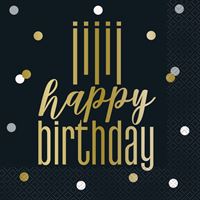 Serviettes de Table - Happy Birthday - Métallique - 16/Pqt
