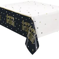 Nappe en Plastique - Happy Birthday - Métallique - 54" x 84"
