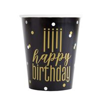 Verres en Papier - Happy Birthday - Métallique - 9oz - 8/Pqt