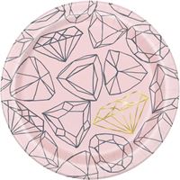 Assiettes à Dessert - Diamant Rose - 7" - 8/Pqt