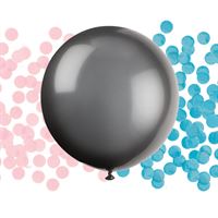 Ballon géant latex - Révélation de sexe - noir - avec confetti  - 24"