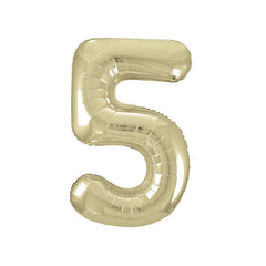 Mylar Supershape - Chiffre 5 - Or Blanc - 34"