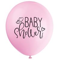 Ballons en latex - Shower Bébé - Rose - 12" - 8/Pqt